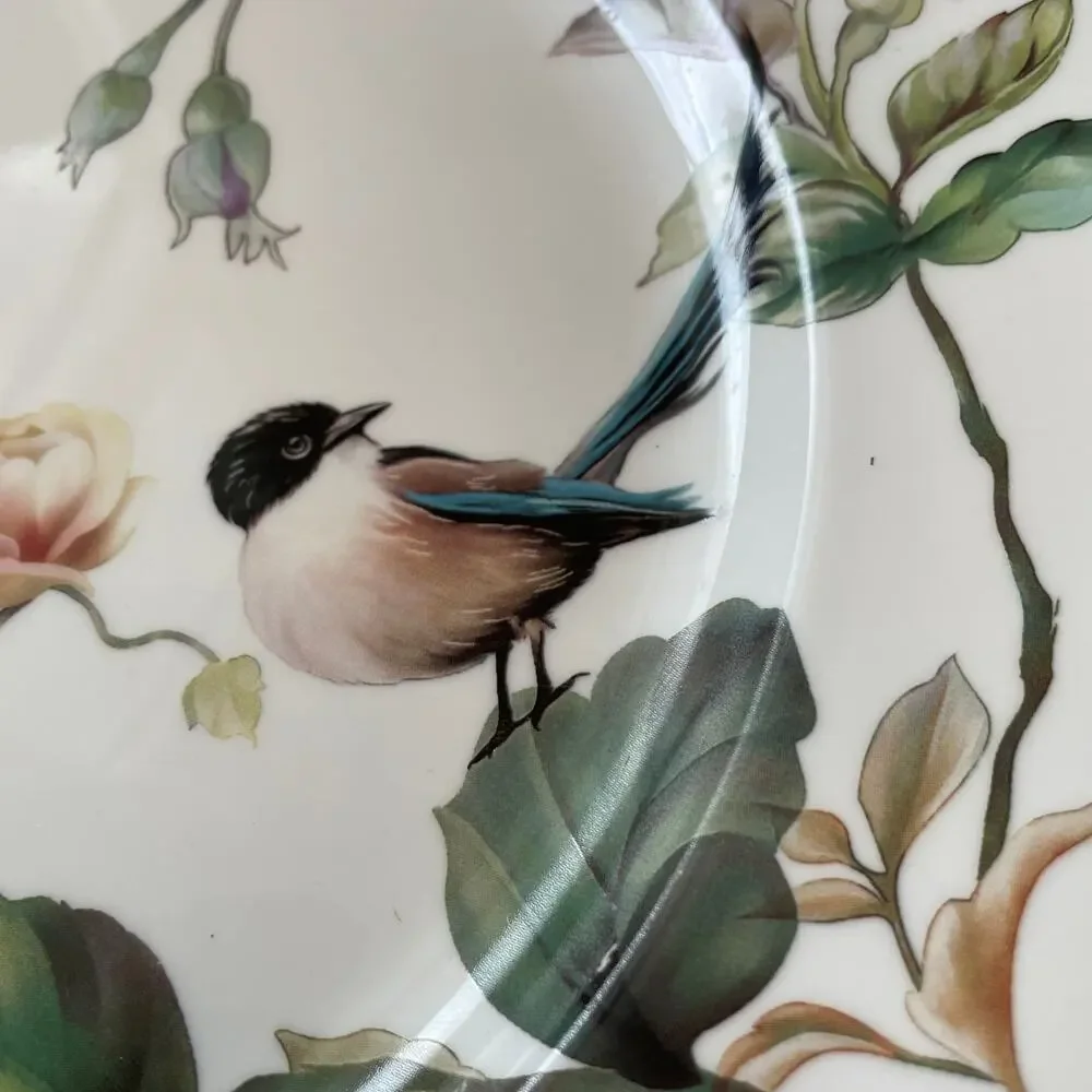 NEW Grace Teaware Floral Birds Porcelain Dinner Plates 11” Set of 4
